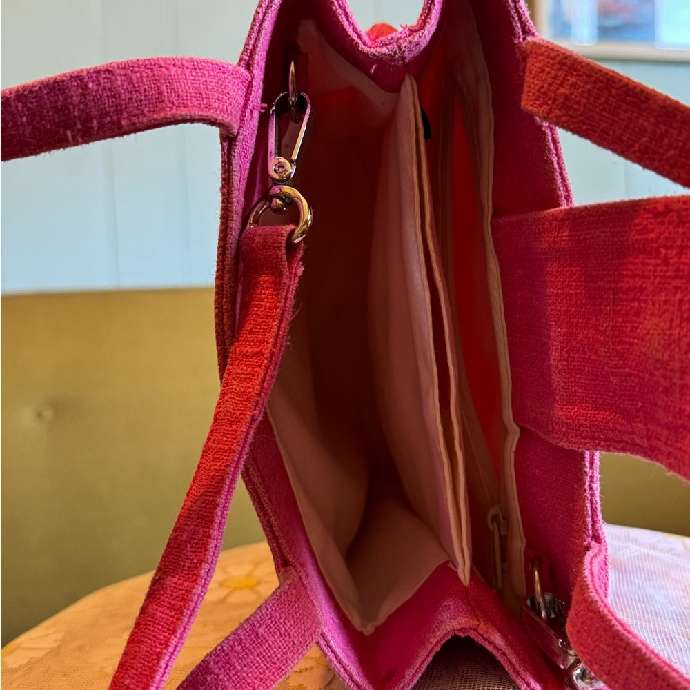 GUESS Pink Floral Embroidered Mini Tote Bag - Picture 5 of 8